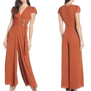 Fame and Partners Burnt Orange Wide Leg Jumpsuit